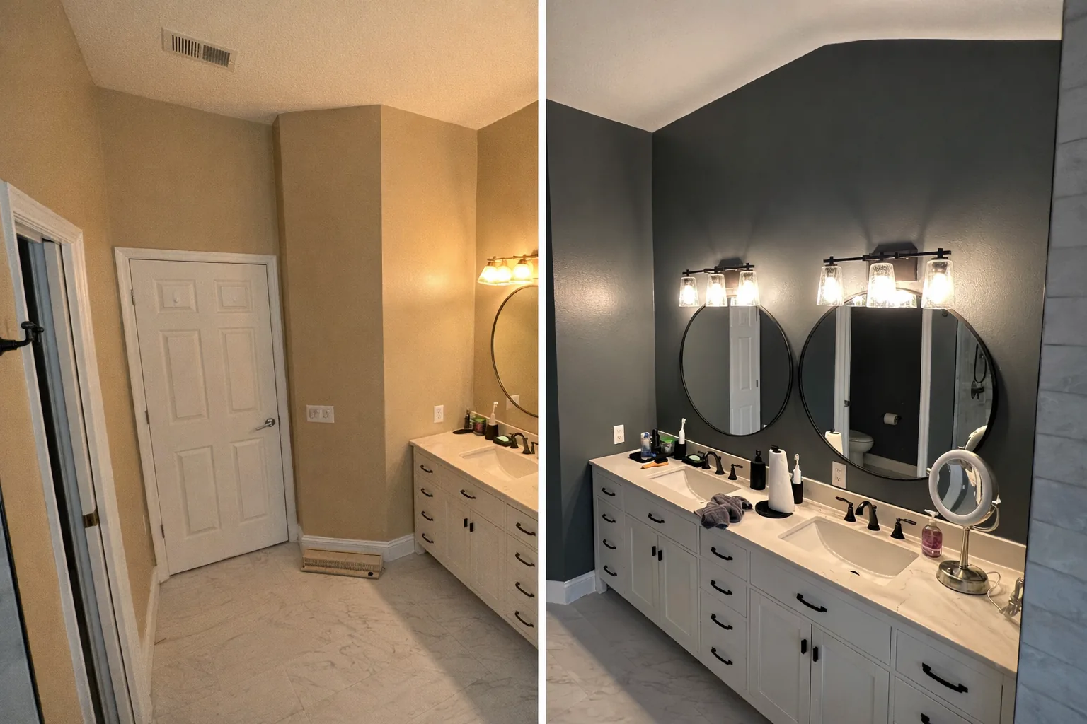 Bathroom before and after painting