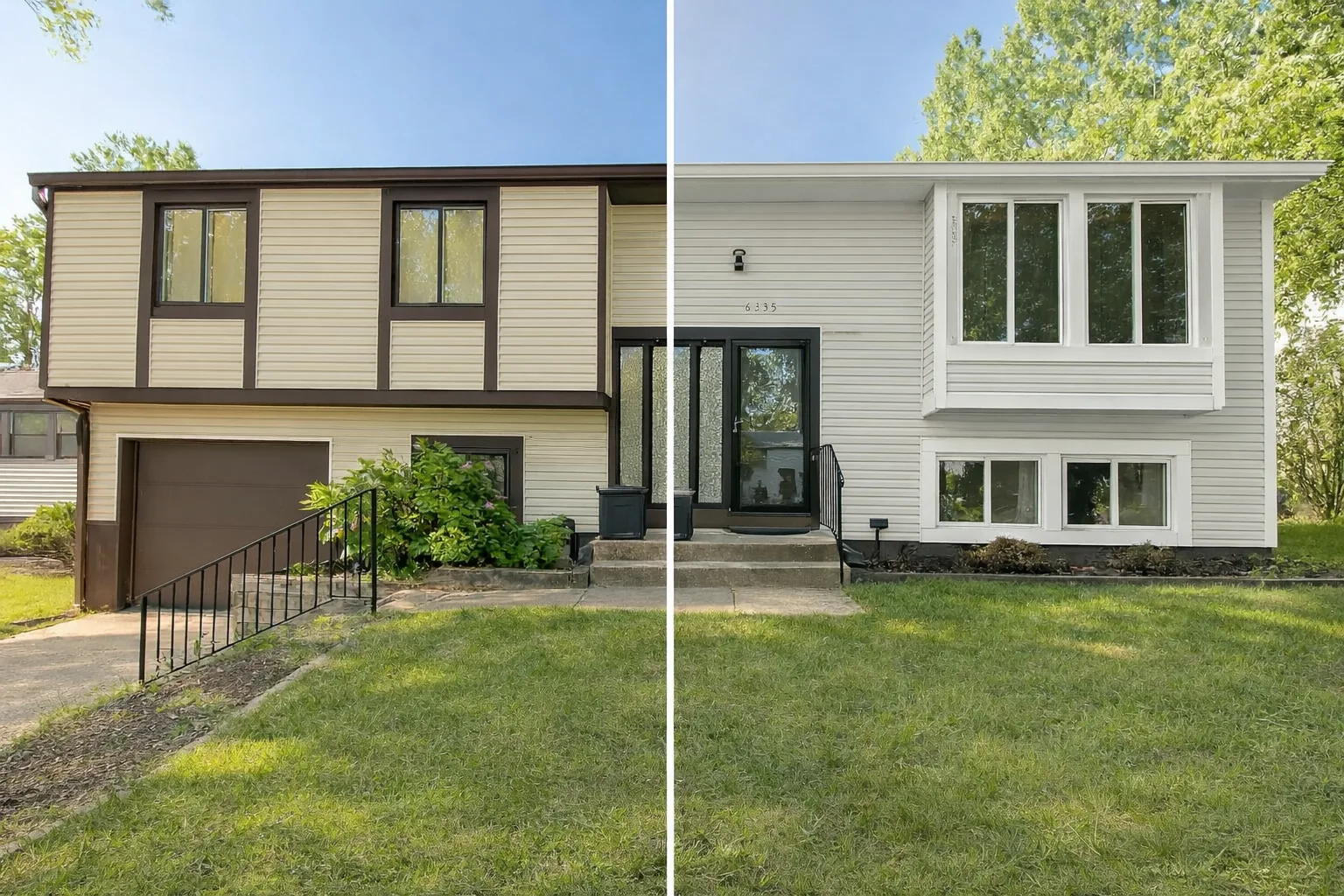 House exterior before and after painting