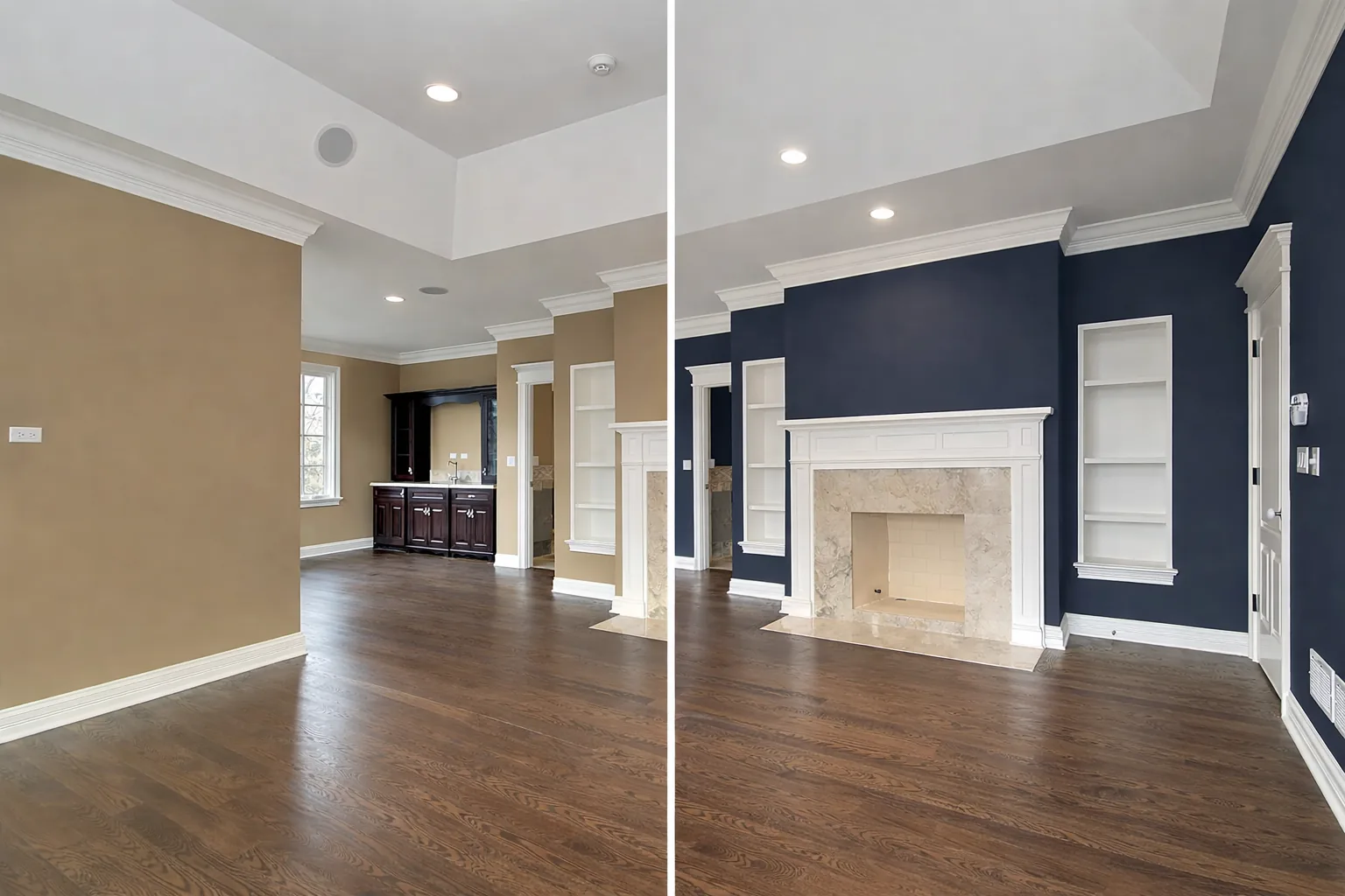 Living room before and after painting
